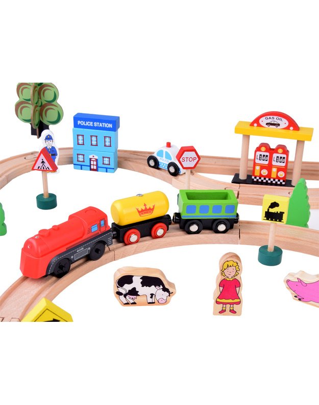 Large SET, wooden railway 80 pieces ZA3573