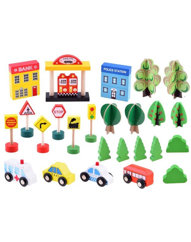 Large SET, wooden railway 80 pieces ZA3573