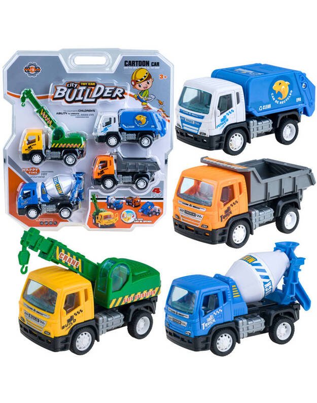 Set of autecked construction cars tipper crane ZA2103