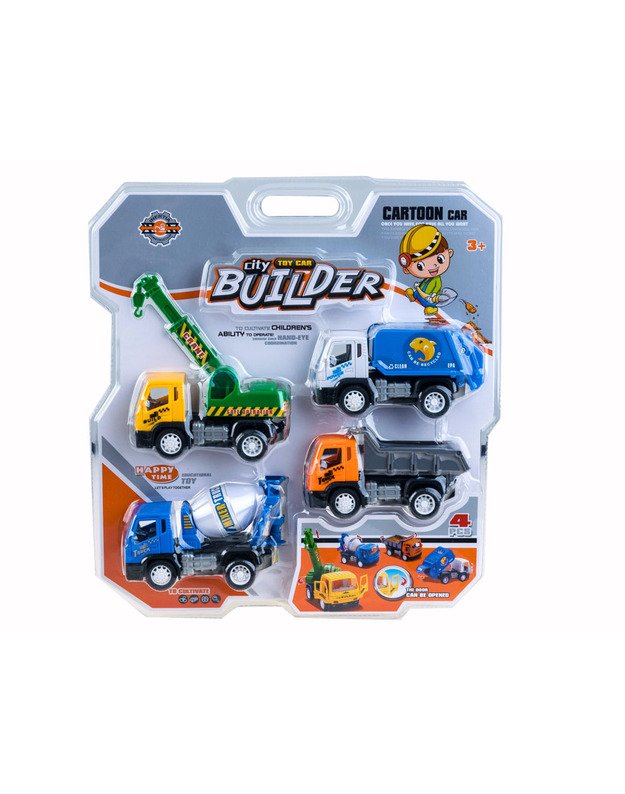 Set of autecked construction cars tipper crane ZA2103