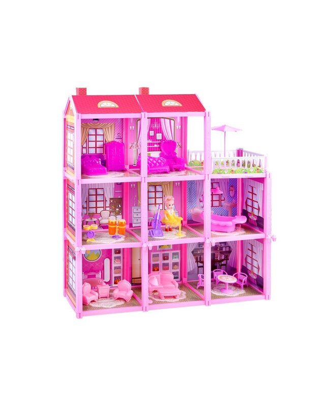 Pink house Large house + doll and furniture. Doll villa ZA3075