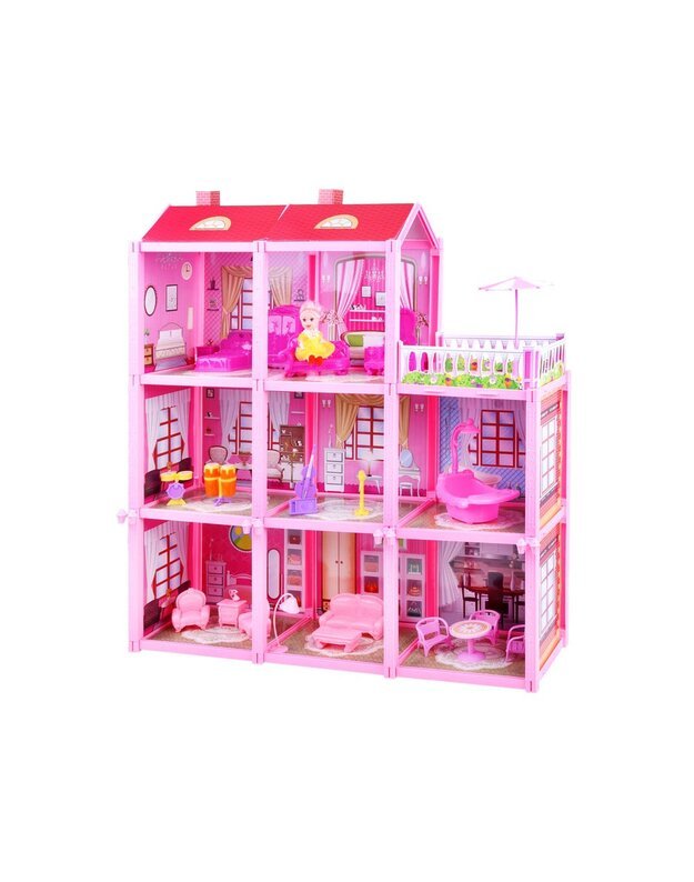 Pink house Large house + doll and furniture. Doll villa ZA3075