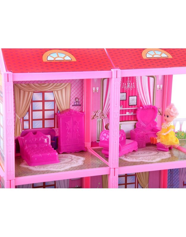 Pink house Large house + doll and furniture. Doll villa ZA3075