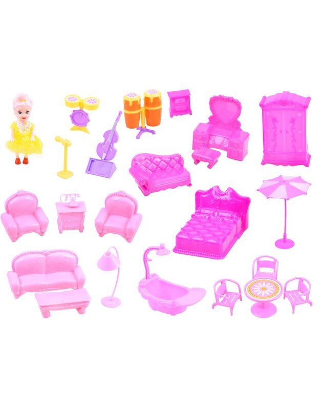 Pink house Large house + doll and furniture. Doll villa ZA3075