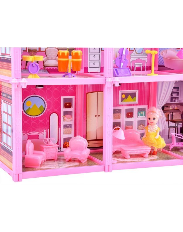 Pink house Large house + doll and furniture. Doll villa ZA3075