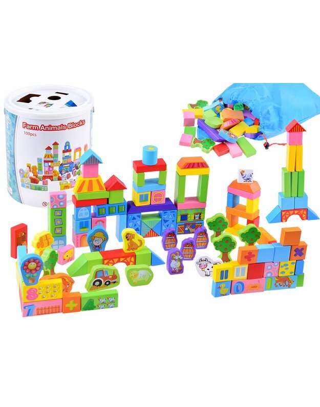 Colorful Wooden blocks sorter farm 100e ZA3565