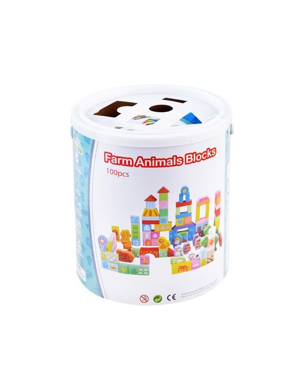 Colorful Wooden blocks sorter farm 100e ZA3565