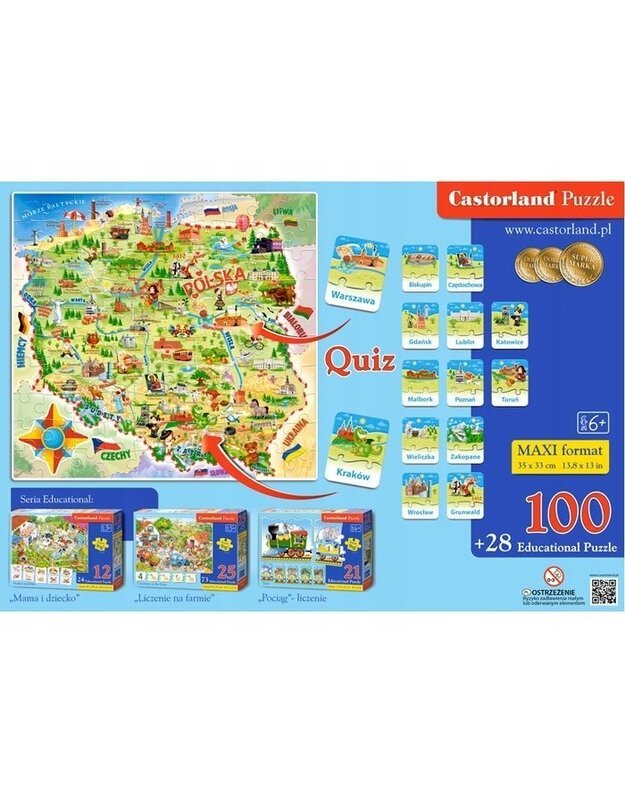 Castorland map Polish 100 el. and quiz Puzzle CA0010