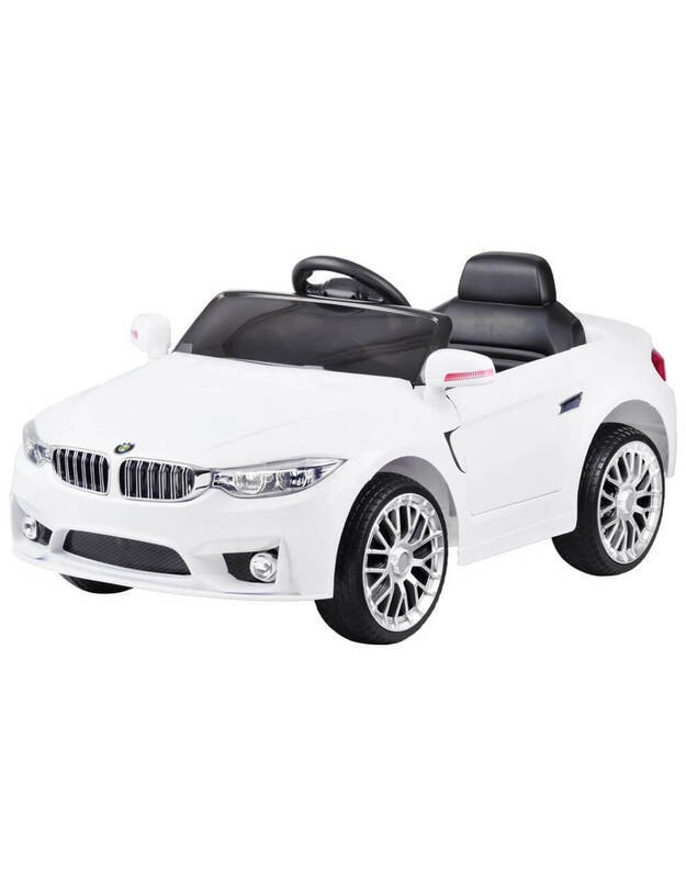 BMW elektromobilis + automobilio rakteliai + nuotolinio valdymo pultelis - baltas