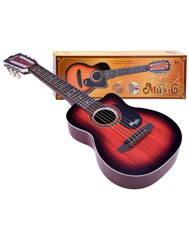 6 stygų vaikiška gitara, raudonmedžio spalva