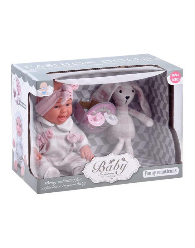 Žavi lėlė BOBAS su pliušiniu zuikučiu