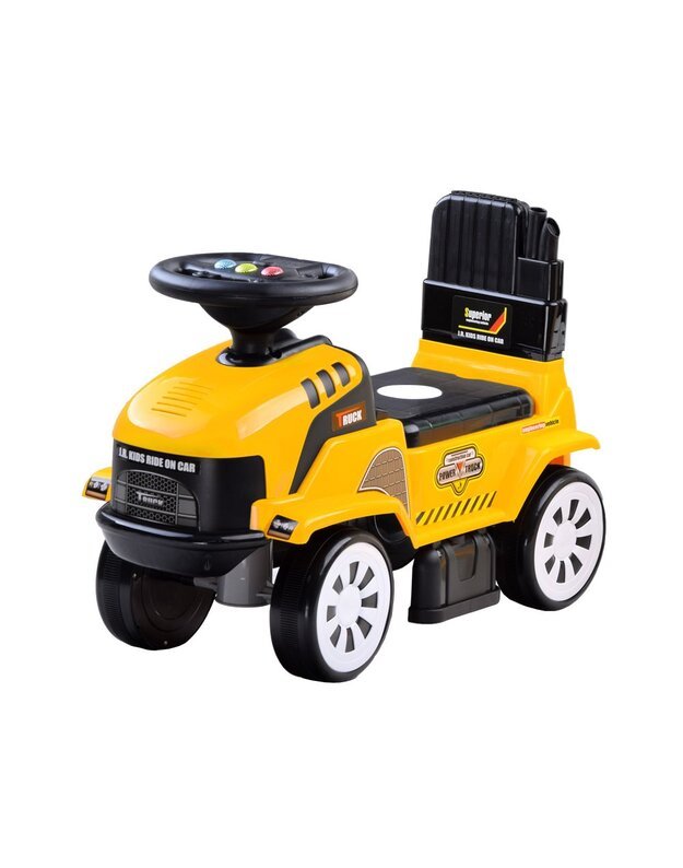 Paspiriama mašinėlė Traktorius su priekaba - geltonas