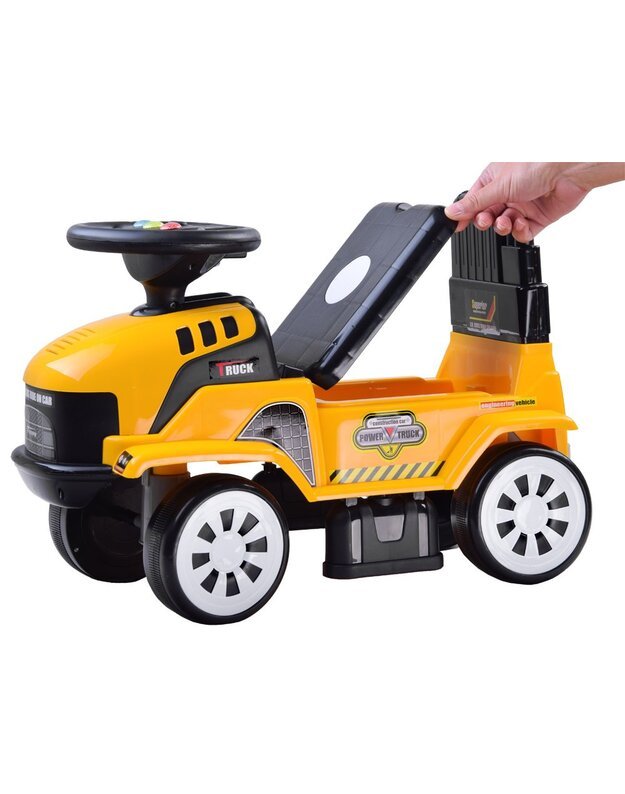 Paspiriama mašinėlė Traktorius su priekaba - geltonas