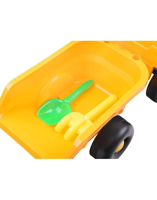 Paspiriama mašinėlė Traktorius su priekaba - geltonas