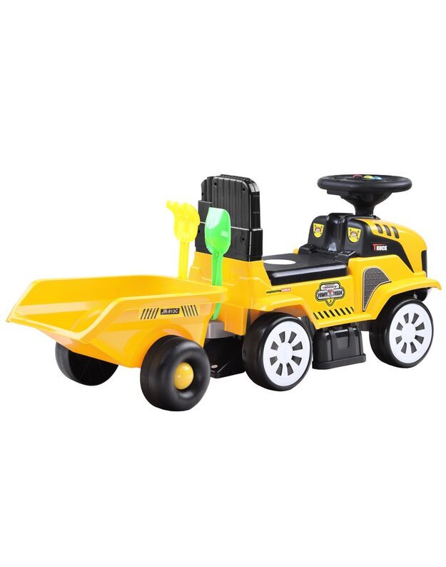 Paspiriama mašinėlė Traktorius su priekaba - geltonas