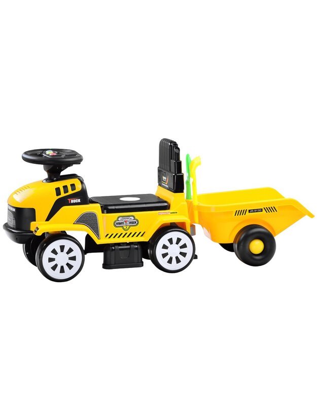 Paspiriama mašinėlė Traktorius su priekaba - geltonas