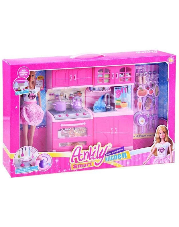 Anlily lėlė - Namų šeimininkė virtuvėje + priedai