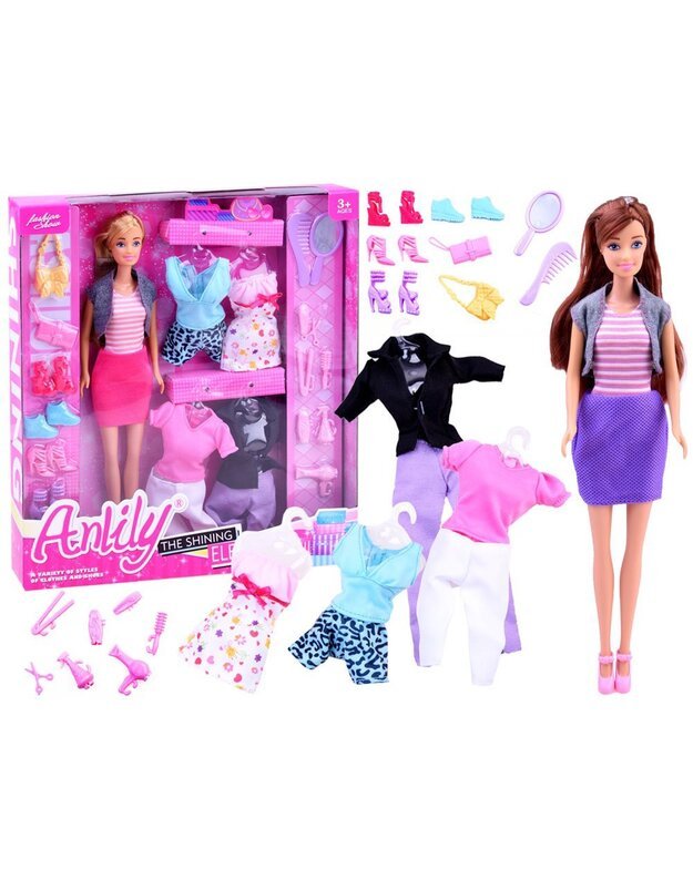 Anlily lėlytės rinkinys su drabužiais ir aksesuarais