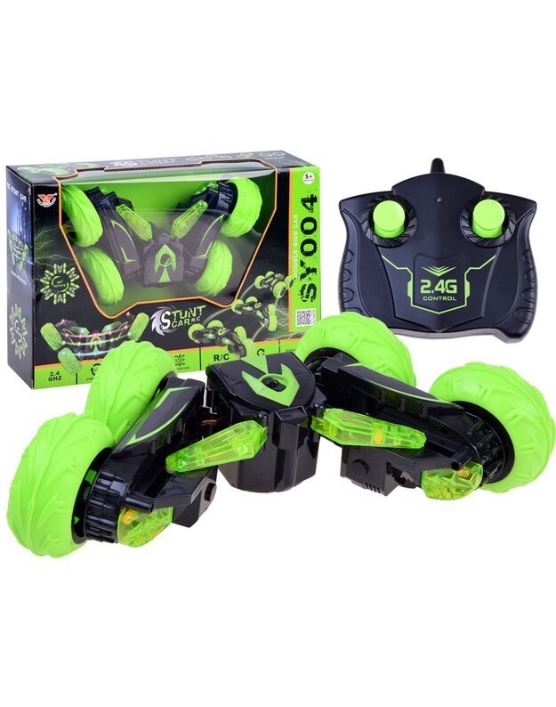 Radijo bangomis valdomas akrobatinis automobilis - žalias
