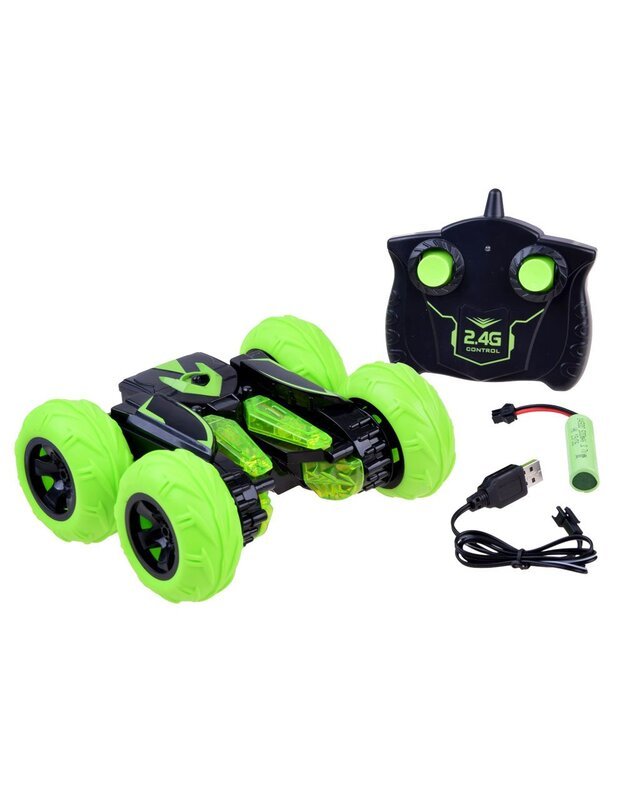 Radijo bangomis valdomas akrobatinis automobilis - žalias