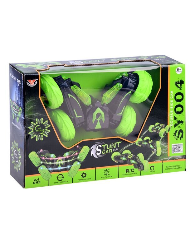 Radijo bangomis valdomas akrobatinis automobilis - žalias