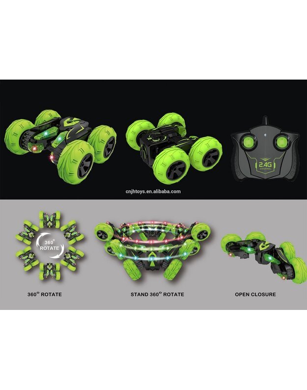 Radijo bangomis valdomas akrobatinis automobilis - žalias