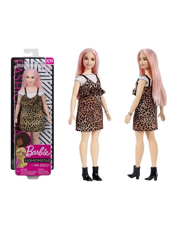 Barbė lėlė Fashionista su leopardo rašto suknele 
