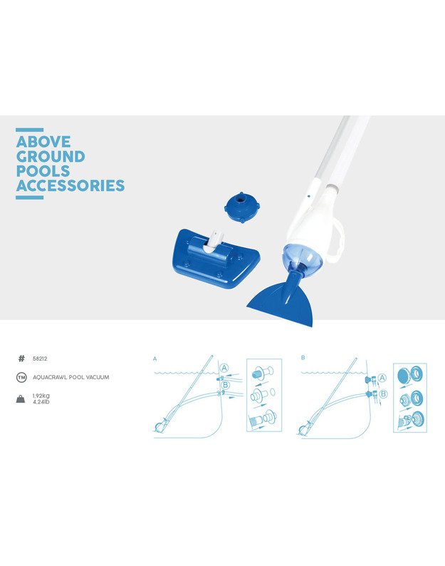 Bestway valymo rinkinys AquaCrawl dulkių siurblys