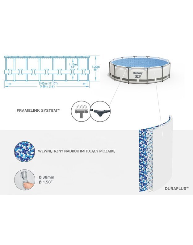 Bestway FRAME baseinas 549x122 cm 