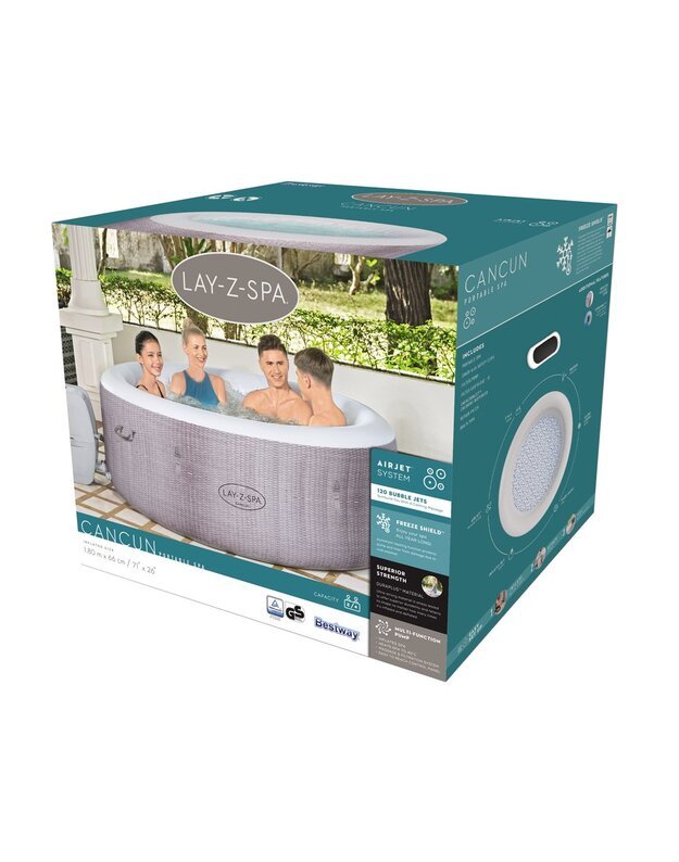 Pripučiamas sūkurinis baseinas 2-4 asmenims Bestway Lay-Z-Spa CANCUN 