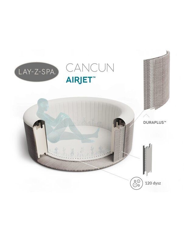 Pripučiamas sūkurinis baseinas 2-4 asmenims Bestway Lay-Z-Spa CANCUN 