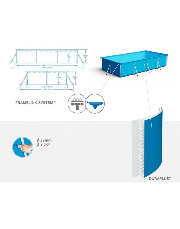 Bestway karkasinis baseinas 3,300 l, 300x201x66 cm 