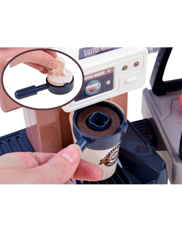 Kavos kavinė - kavos aparatas su kasos aparatu bei vitrina