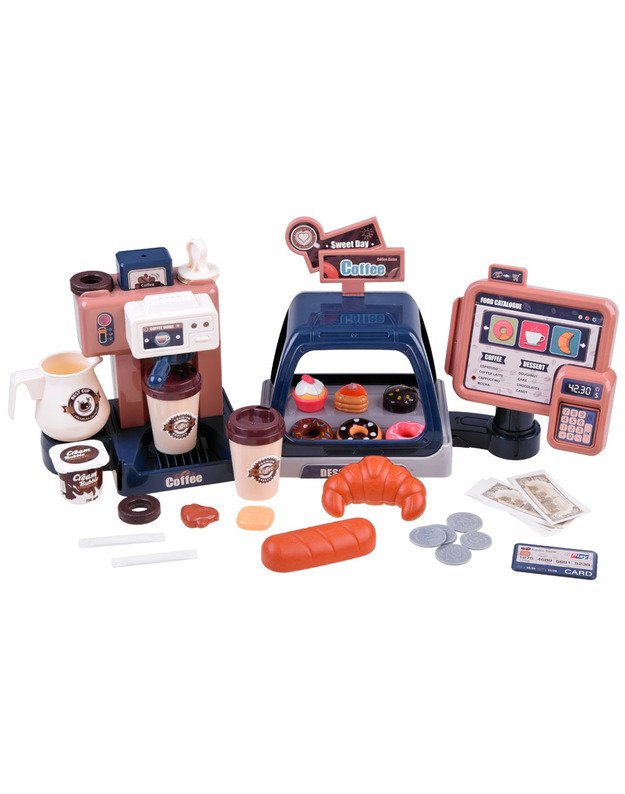 Kavos kavinė - kavos aparatas su kasos aparatu bei vitrina