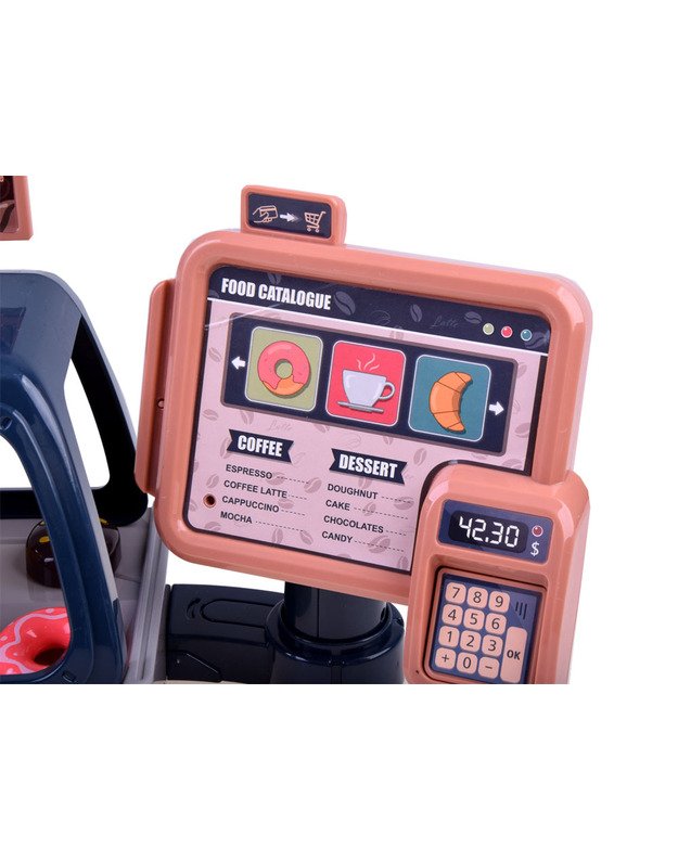 Kavos kavinė - kavos aparatas su kasos aparatu bei vitrina