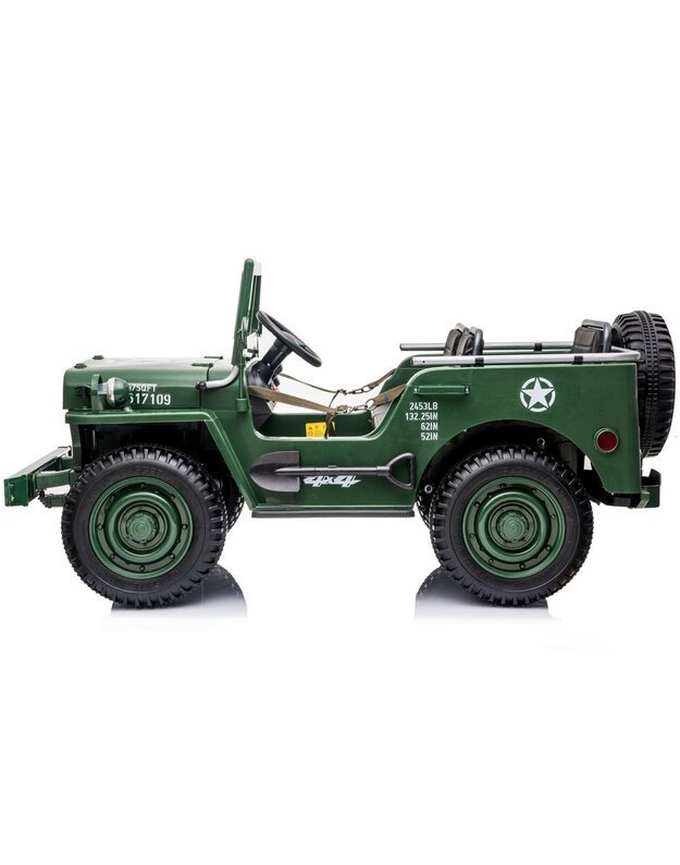JEEP trivietis elektromobilis + nuotolinis valdymo pultas - šviesiai žalias