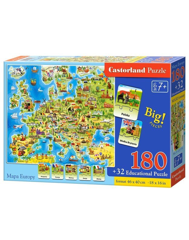 Castorland Puzzle Europe Map 180 ele Quiz CA0036