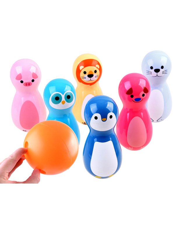 Boulingo kėgliai su gyvūnų grafika + kamuolys