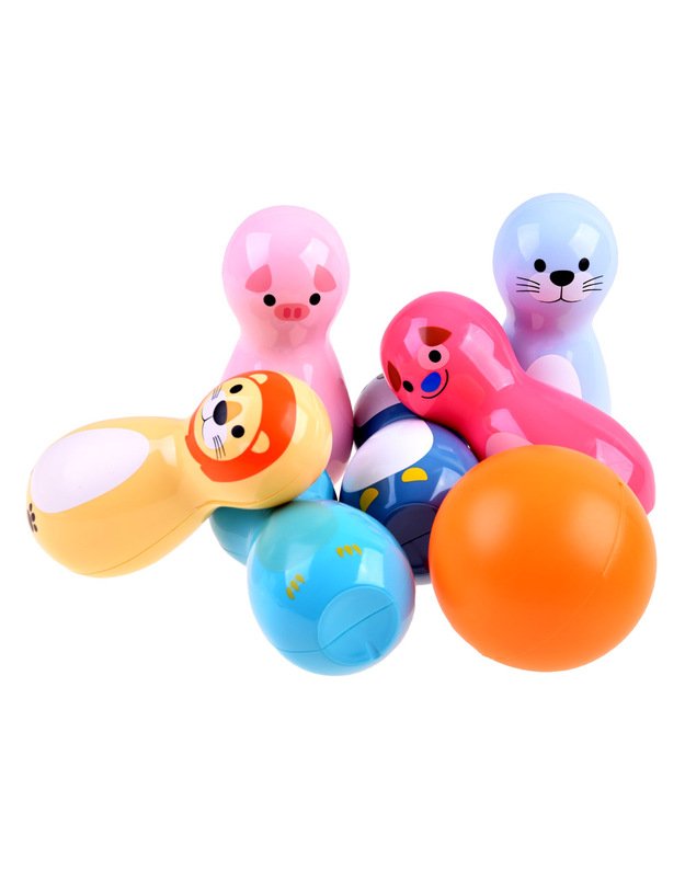 Boulingo kėgliai su gyvūnų grafika + kamuolys