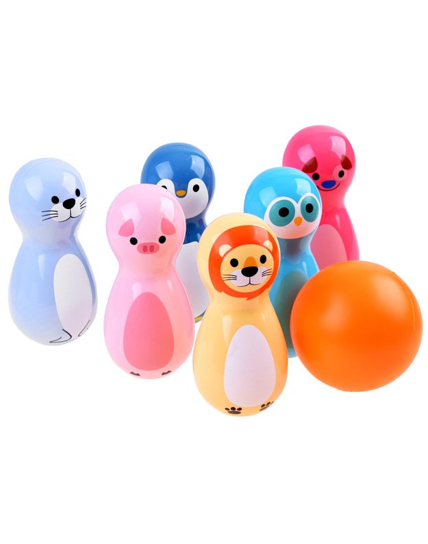 Boulingo kėgliai su gyvūnų grafika + kamuolys