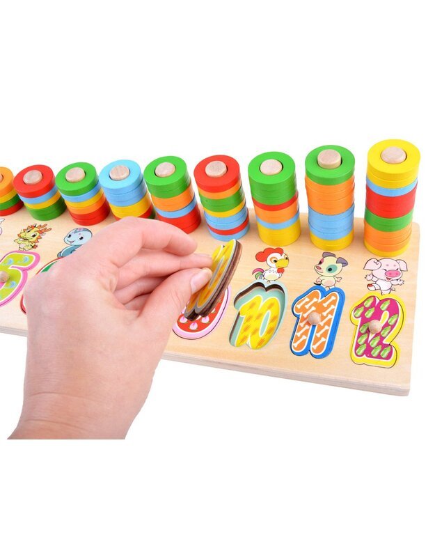 Spalvota medinė dėlionė su skaičiais