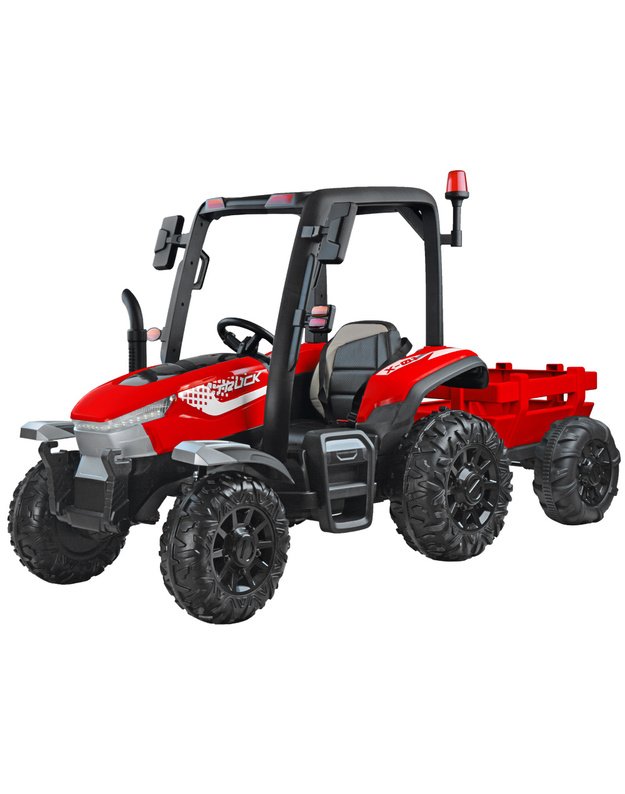 Didelis traktorius 4x4 su priekaba + nuotolinio valdymo pultas - rudas