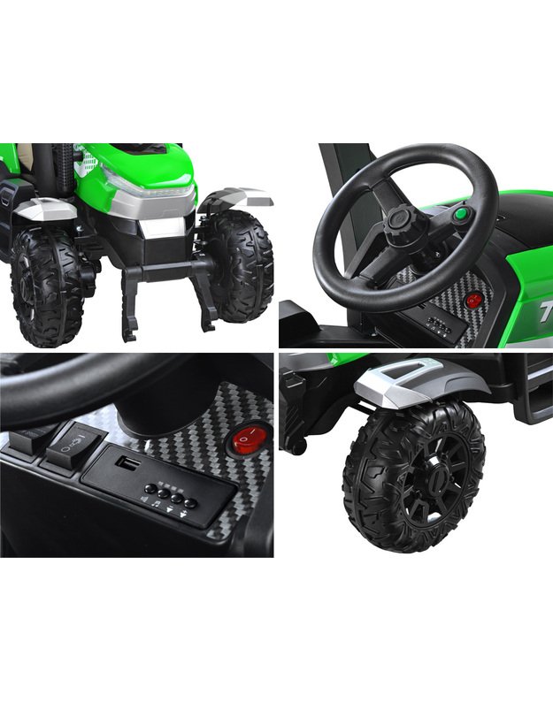 Didelis traktorius 4x4 su priekaba + nuotolinio valdymo pultas - rudas