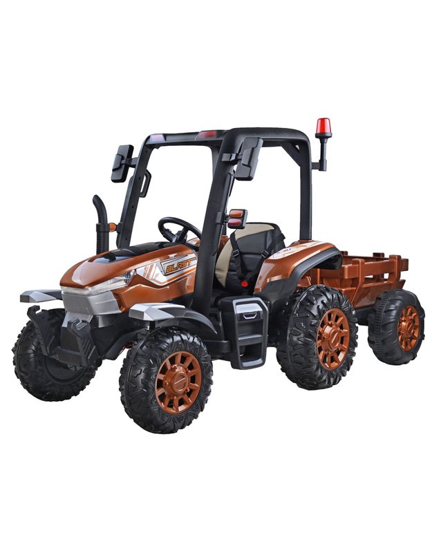 Didelis traktorius 4x4 su priekaba + nuotolinio valdymo pultas - rudas