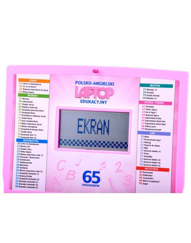 Mokomasis nešiojamasis kompiuteris lenkų-anglų 65 funkcijos - rožinė