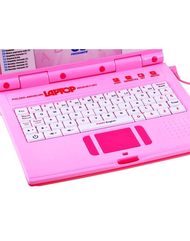 Mokomasis nešiojamasis kompiuteris lenkų-anglų 65 funkcijos - rožinė