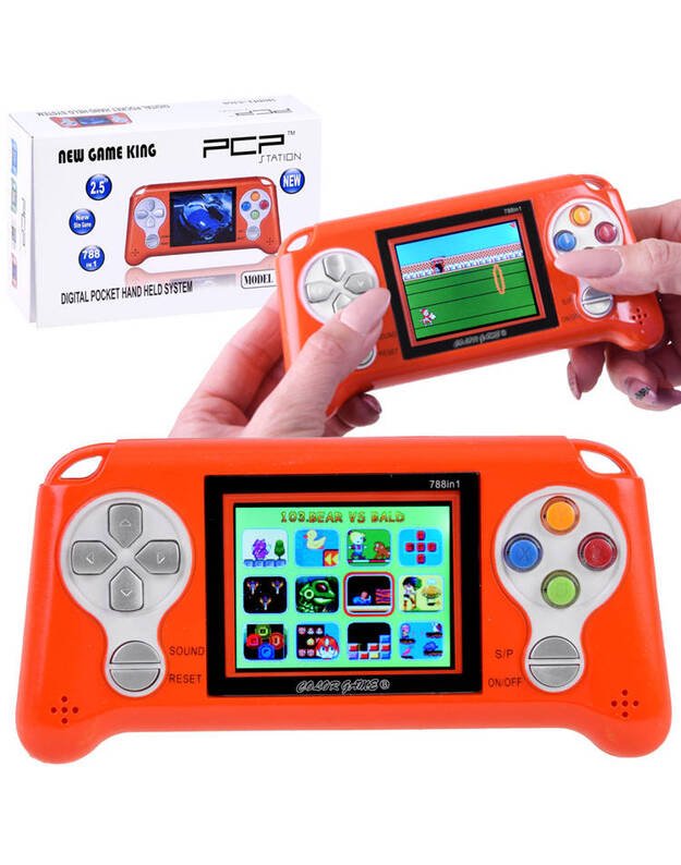 Vaikiška žaidimų konsolė su 70 žaidimų - oranžinė