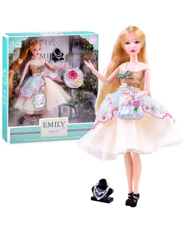 Emily lėlė su kokteiline suknele + rankinė