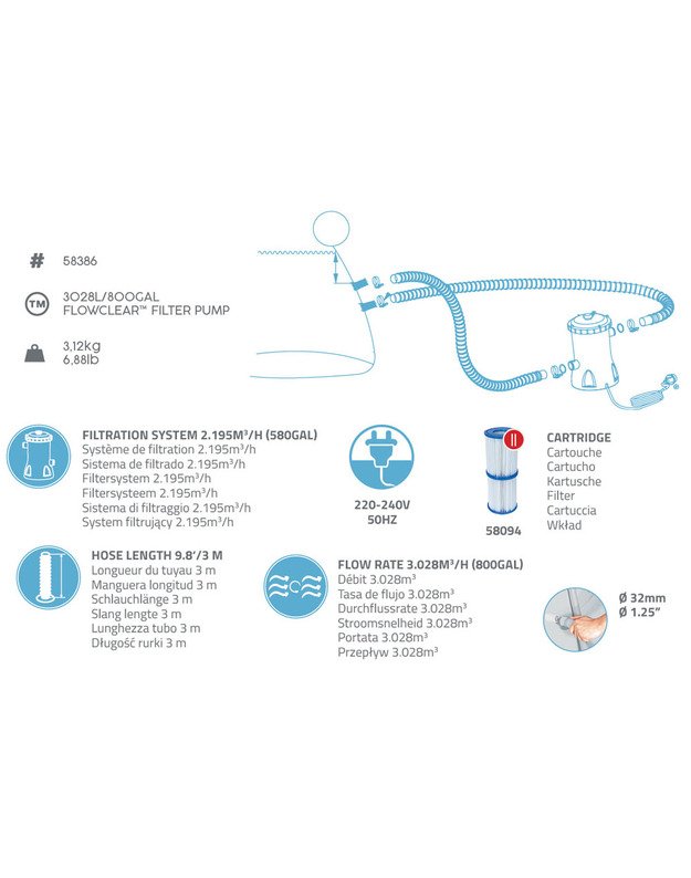 FLOWCLEAR ™ filtro siurblys baseinui 3 m³ / h