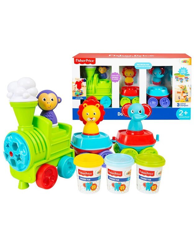 Fisher Price lokomotyvas + 3 spalvos